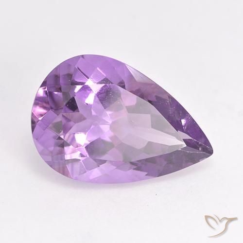 4.85 ct Violet Amethyst Stone, Natural Amethyst in Pear Facet Shape for Sale