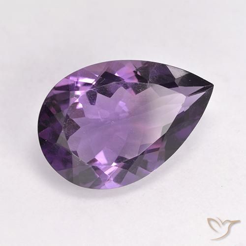 4.56 ct Violet Amethyst Stone, Natural Amethyst in Pear Facet Shape for Sale