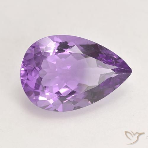5.48 ct Violet Amethyst Stone, Natural Amethyst in Pear Facet Shape for Sale