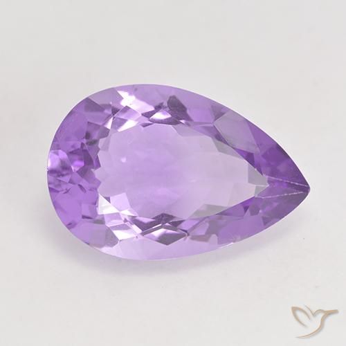 4.87 ct Violet Amethyst Stone, Natural Amethyst in Pear Facet Shape for Sale