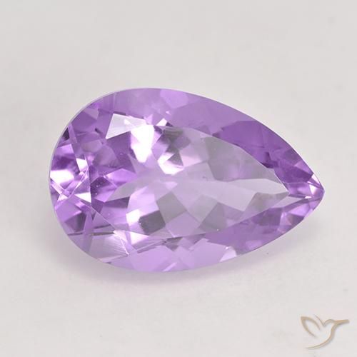5.47 ct Violet Amethyst Stone, Natural Amethyst in Pear Facet Shape for Sale