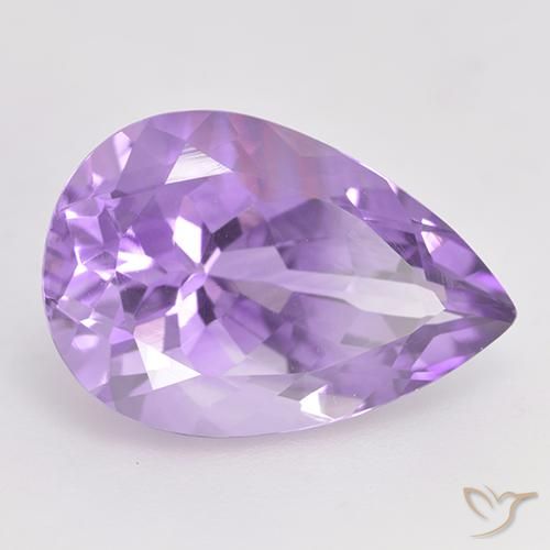 5.68 ct Violet Amethyst Stone, Natural Amethyst in Pear Facet Shape for Sale