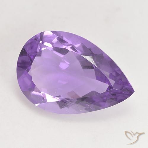 4.93ct Natural Medium Violet Amethyst, Pear Shape, VS