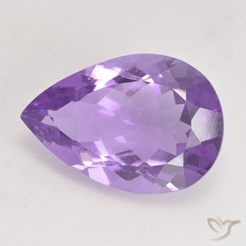 4.93 ct Violet Amethyst Stone, Natural Amethyst in Pear Facet Shape for Sale