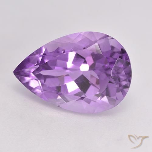 5.68 ct Violet Amethyst Stone, Natural Amethyst in Pear Facet Shape for Sale