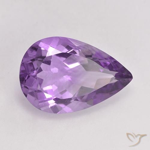 4.74 ct Violet Amethyst Stone, Natural Amethyst in Pear Facet Shape for Sale