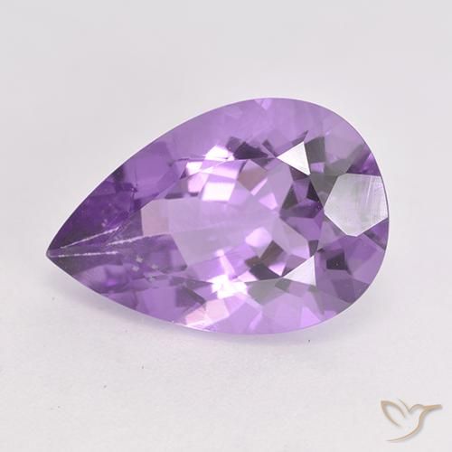 4.82 ct Violet Amethyst Stone, Natural Amethyst in Pear Facet Shape for Sale