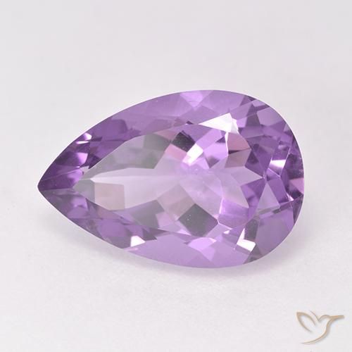 4.94 ct Violet Amethyst Stone, Natural Amethyst in Pear Facet Shape for Sale