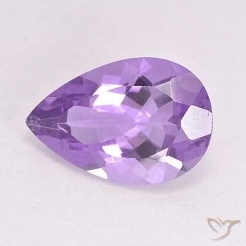 4.64 ct Violet Amethyst Stone, Natural Amethyst in Pear Facet Shape for Sale