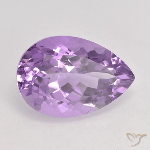 6.41 ct Violet Amethyst Stone, Natural Amethyst in Pear Facet Shape for Sale