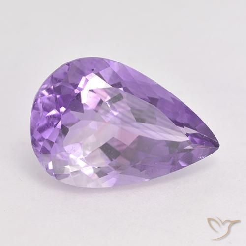 5.26 ct Violet Amethyst Stone, Natural Amethyst in Pear Facet Shape for Sale