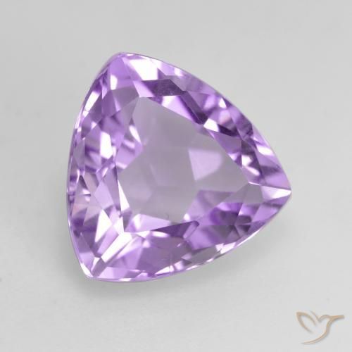 3.12 ct Violet Amethyst Stone, Natural Amethyst in Trillion Facet Shape for Sale