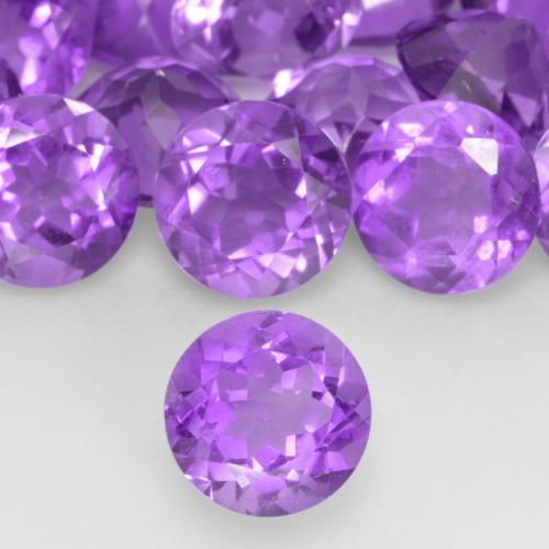 Lebhaftes Violett Amethyst Edelstein - 1.2ct Rund Facettenschliff (ID: 534920)