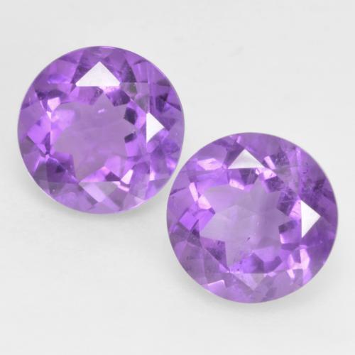 2 Améthystes Tour assorties de 6,9mm, poids total de 2,41 ct / moyenne de 1,21 ct chacune, Violet intense à pureté VS, pierre gemme naturelle Non traité, dureté Mohs de 7 convient aux bijoux de tous les jours, pierre de sagesse, Mercredi Gemme, Photo A