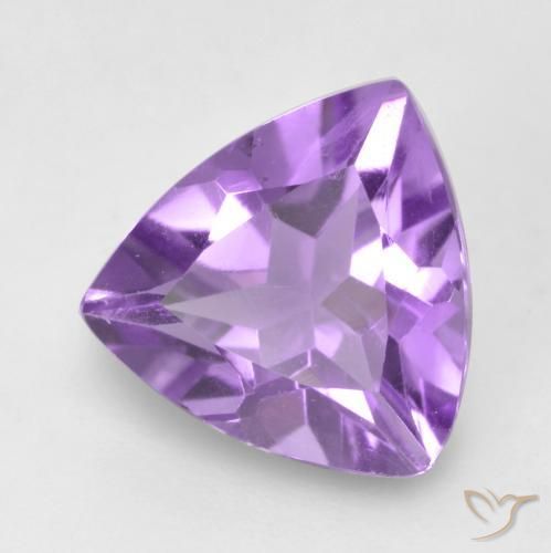 1.42 ct Violet Amethyst Stone, Natural Amethyst in Trillion Facet Shape for Sale
