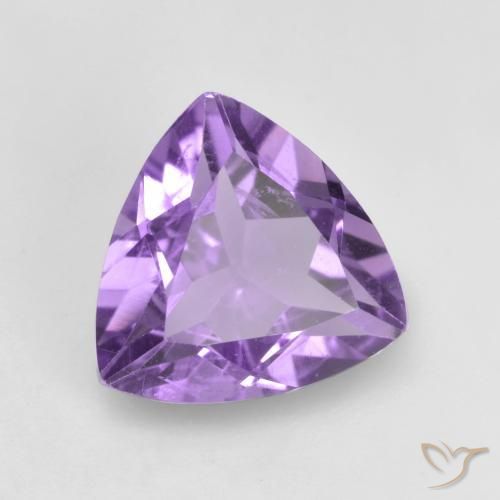 1.39 ct Violet Amethyst Stone, Natural Amethyst in Trillion Facet Shape for Sale