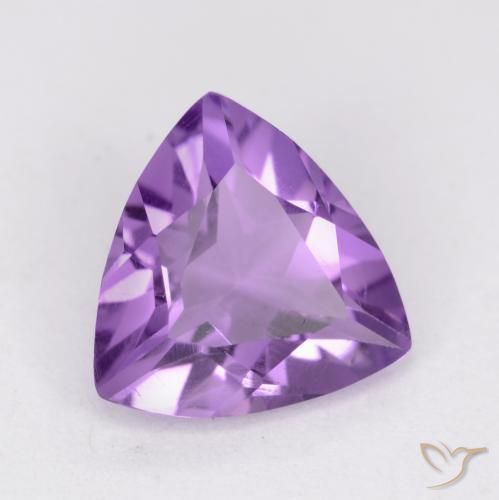 1.68 ct Violet Amethyst Stone, Natural Amethyst in Trillion Facet Shape for Sale