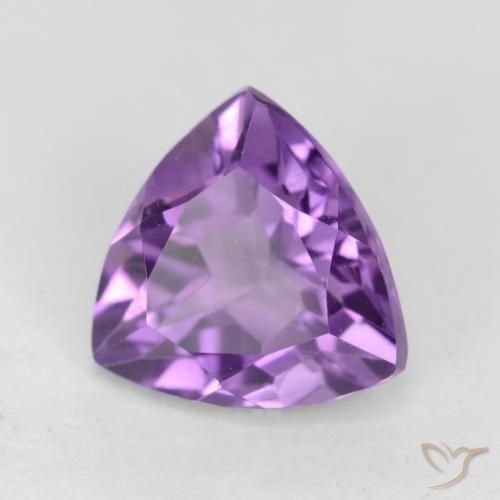 2.34 ct Violet Amethyst Stone, Natural Amethyst in Trillion Facet Shape for Sale
