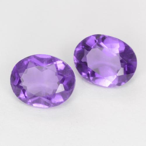 0.55 ctw Violet Amethyst Stones, Natural Amethyst in Oval Facet Shape for Sale