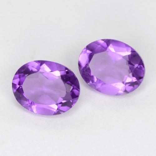 0.61 ctw Violet Amethyst Stones, Natural Amethyst in Oval Facet Shape for Sale