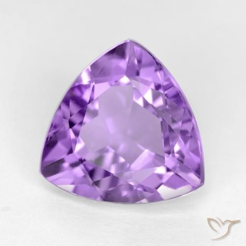2.94 ct Violet Amethyst Stone, Natural Amethyst in Trillion Facet Shape for Sale
