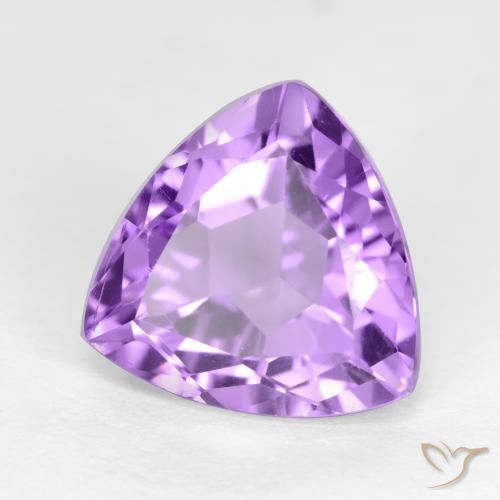 3.16 ct Violet Amethyst Stone, Natural Amethyst in Trillion Facet Shape for Sale