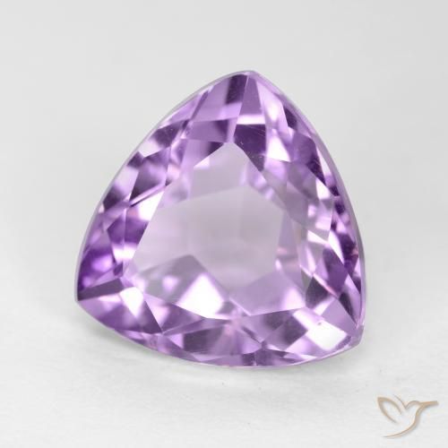 3.14 ct Violet Amethyst Stone, Natural Amethyst in Trillion Facet Shape for Sale