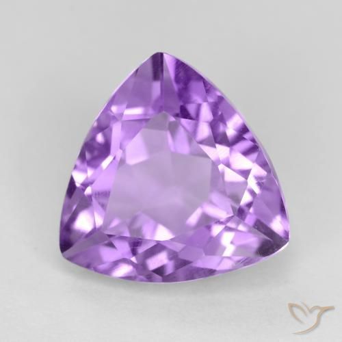 3.01 ct Violet Amethyst Stone, Natural Amethyst in Trillion Facet Shape for Sale