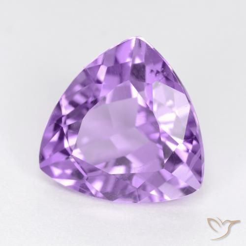 3.08 ct Violet Amethyst Stone, Natural Amethyst in Trillion Facet Shape for Sale