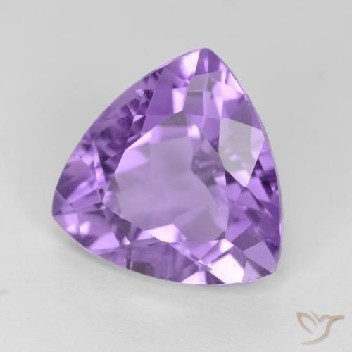 3.04 ct Violet Amethyst Stone, Natural Amethyst in Trillion Facet Shape for Sale