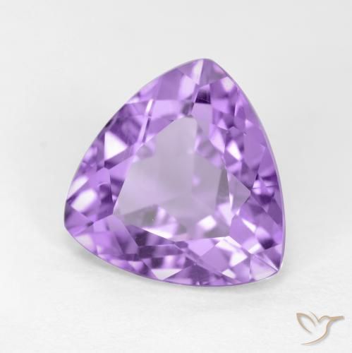 2.89 ct Violet Amethyst Stone, Natural Amethyst in Trillion Facet Shape for Sale