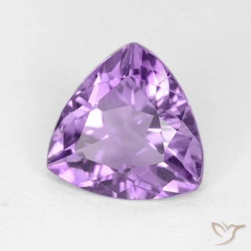 2.41 ct Violet Amethyst Stone, Natural Amethyst in Trillion Facet Shape for Sale