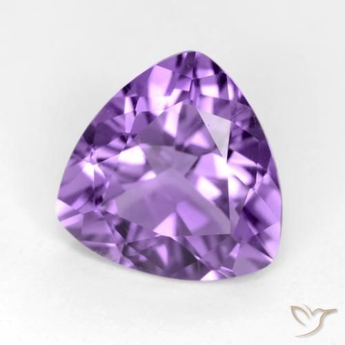 2.55 ct Violet Amethyst Stone, Natural Amethyst in Trillion Facet Shape for Sale