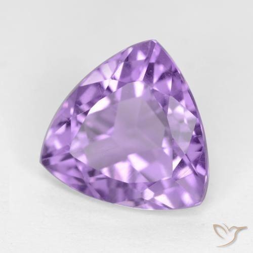 2.96 ct Violet Amethyst Stone, Natural Amethyst in Trillion Facet Shape for Sale
