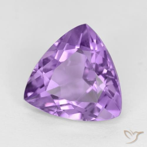 3.09 ct Violet Amethyst Stone, Natural Amethyst in Trillion Facet Shape for Sale