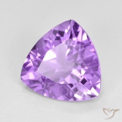 2.86 ct Violet Amethyst Stone, Natural Amethyst in Trillion Facet Shape for Sale