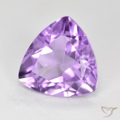 2.93 ct Violet Amethyst Stone, Natural Amethyst in Trillion Facet Shape for Sale