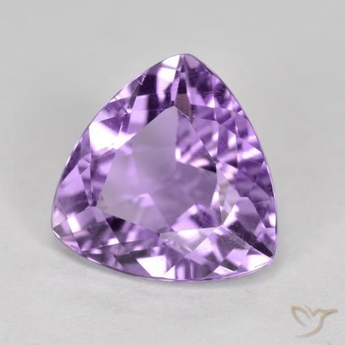 2.89 ct Violet Amethyst Stone, Natural Amethyst in Trillion Facet Shape for Sale
