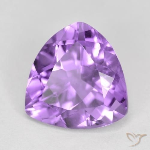 2.68 ct Violet Amethyst Stone, Natural Amethyst in Trillion Facet Shape for Sale