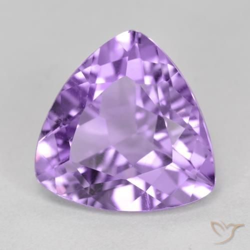 2.92 ct Violet Amethyst Stone, Natural Amethyst in Trillion Facet Shape for Sale