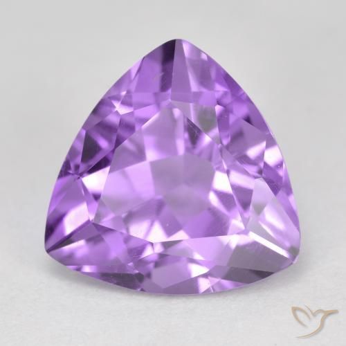 2.81 ct Violet Amethyst Stone, Natural Amethyst in Trillion Facet Shape for Sale