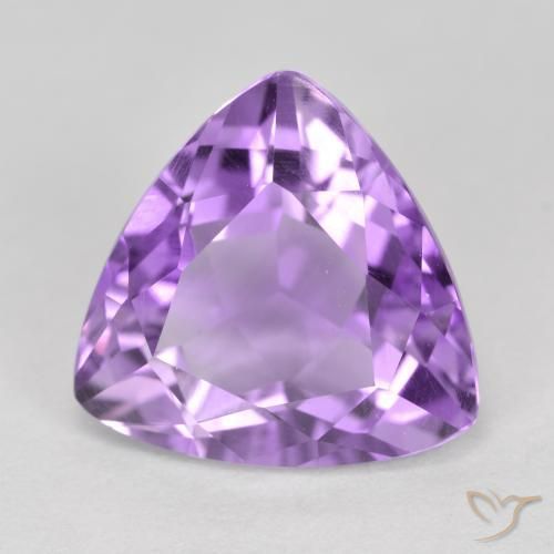 2.91 ct Violet Amethyst Stone, Natural Amethyst in Trillion Facet Shape for Sale