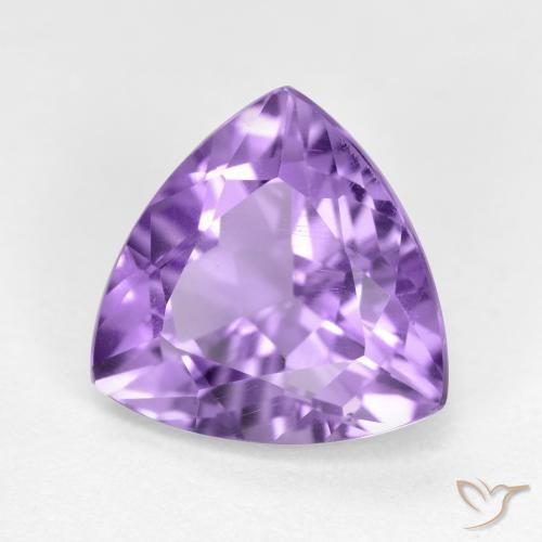 2.88 ct Violet Amethyst Stone, Natural Amethyst in Trillion Facet Shape for Sale