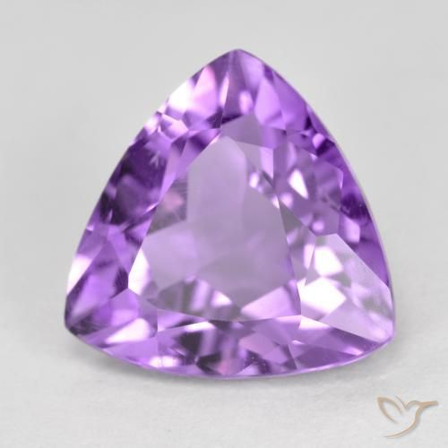 2.88 ct Violet Amethyst Stone, Natural Amethyst in Trillion Facet Shape for Sale