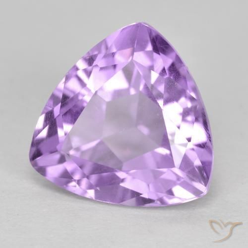 3.14 ct Violet Amethyst Stone, Natural Amethyst in Trillion Facet Shape for Sale