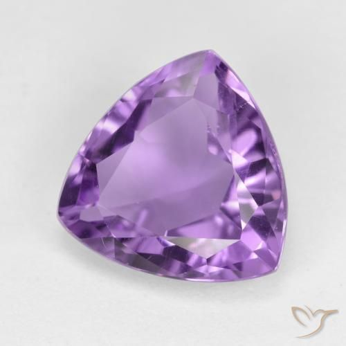 2.98 ct Violet Amethyst Stone, Natural Amethyst in Trillion Facet Shape for Sale