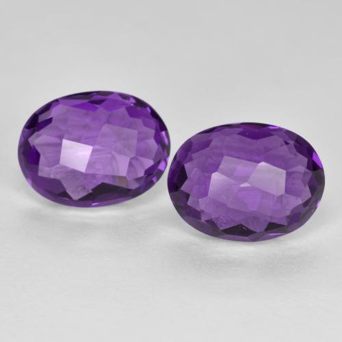 Violeta medio Amatista Gema - 1.2ct Óvalo checkerboard (en ambos lados) (ID: 571271)