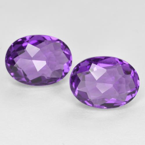Темно-фиолетовый Аметист Камень - 1.2ct Форма Овал шахматная огранка (двусторонняя) (ID: 571274)
