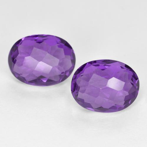 Medium Violet Amethyst Gem - 1.2ct Oval Checkerboard (double sided) (ID: 571275)