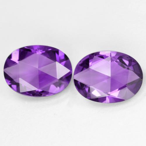 Medium-Dark Violet Amethyst Gem - 1ct Oval Checkerboard (double sided) (ID: 571434)